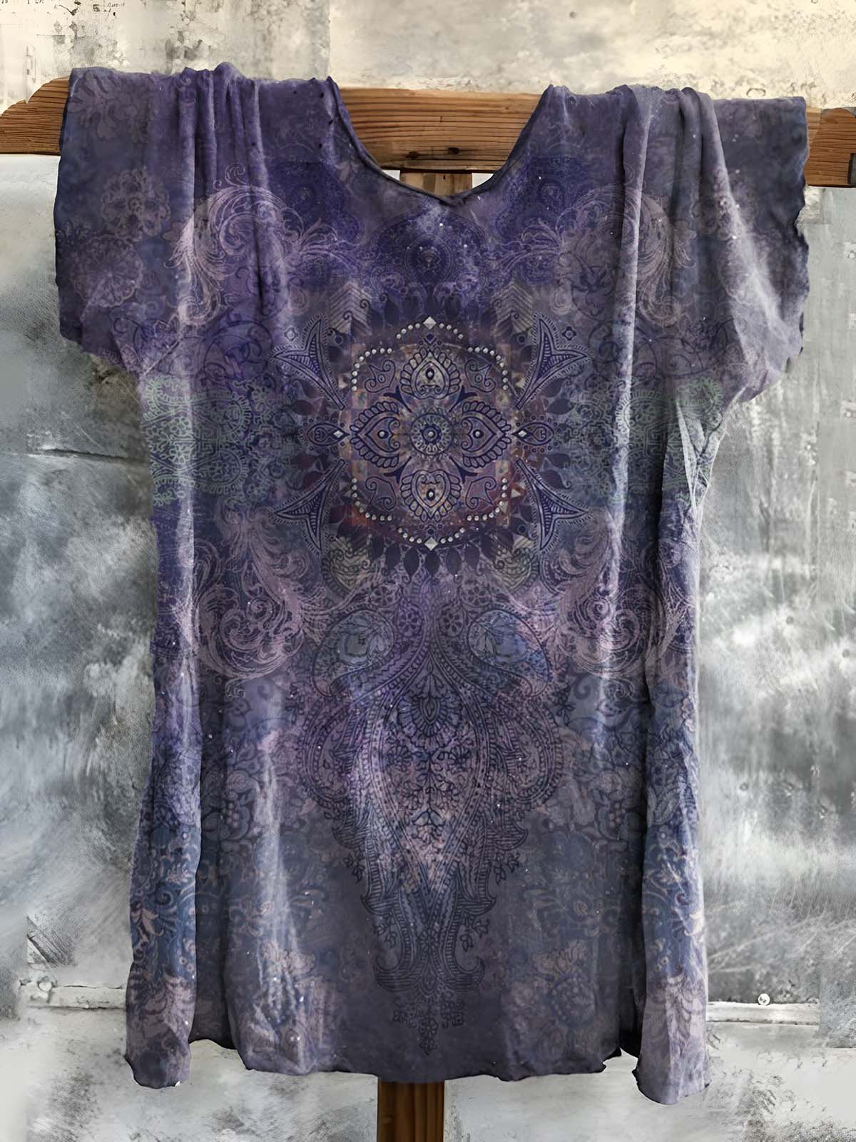 Vintage Ethnic Style Tattoo Pattern Art Print Cotton Round Neck T-Shirt