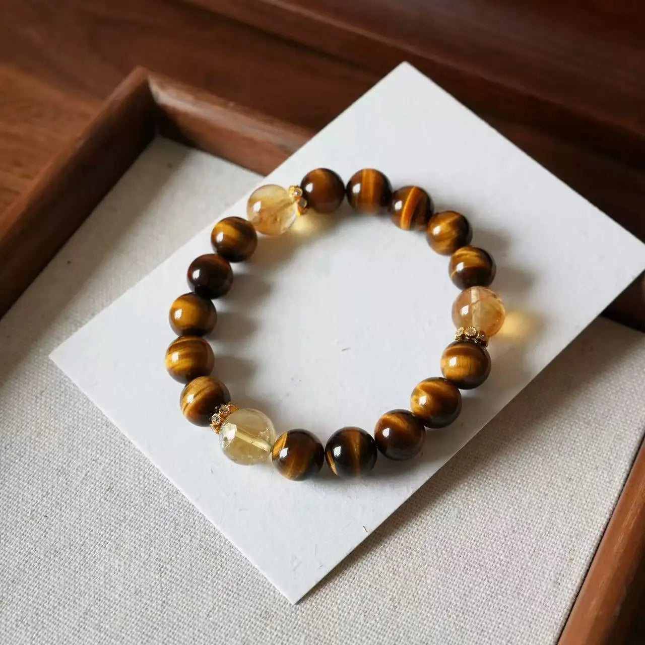 Leo Birthstone Bracelet – Citrine and Tiger Eye Bracelet for Confidence, Success & Abundance