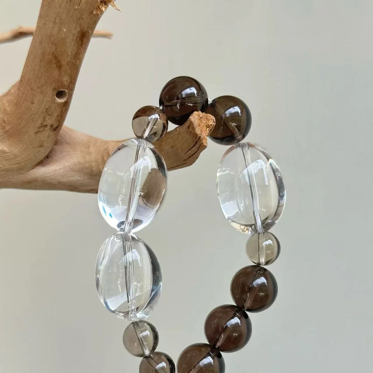 Smoky Quartz & Clear Quartz Crystal Bracelet – Healing Crystal for Grounding, Clarity & Energy Protection