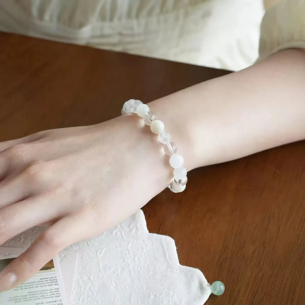 Virgo Crystal Bracelet – Clear Quartz Crystal Bracelet with White Phantom Quartz for Clarity & Balance