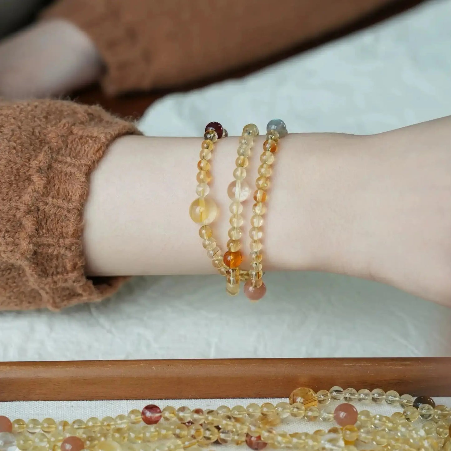 Multi Wrap Real Citrine Bracelet – Healing Crystal for Wealth, Luck & Energy Amplification