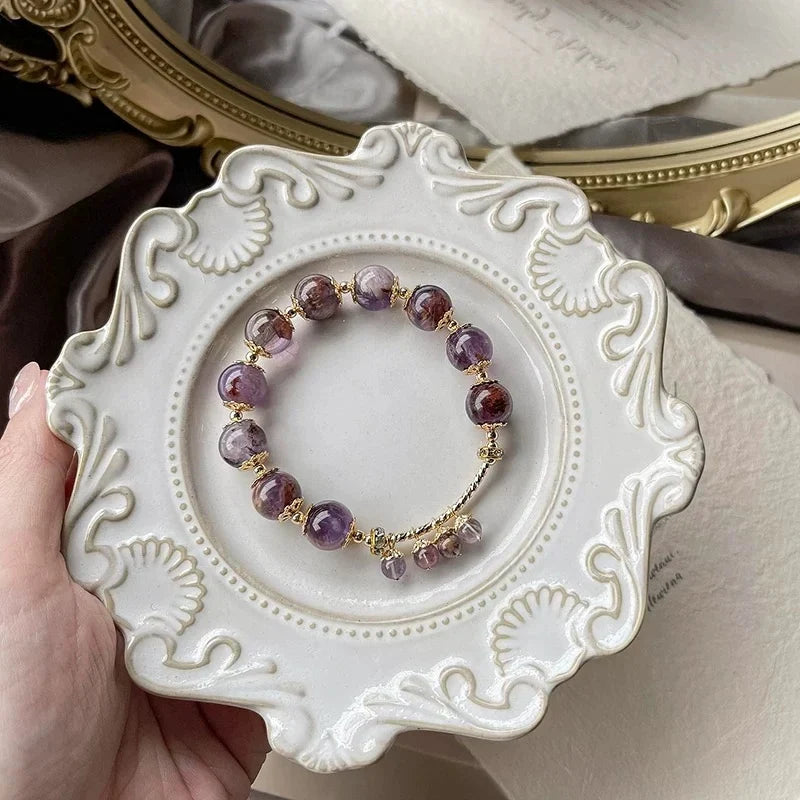 Vintage Amethyst Beaded Bracelet for Mental Clarity & Inner Wisdom