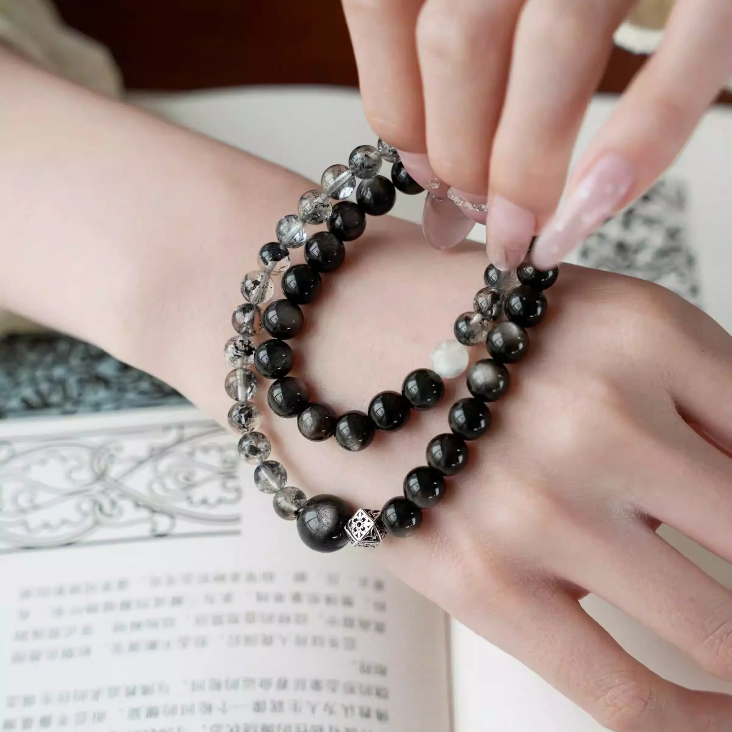 Silver Obsidian Bracelet – Double Wrap for Protection, Grounding & Energetic Strength
