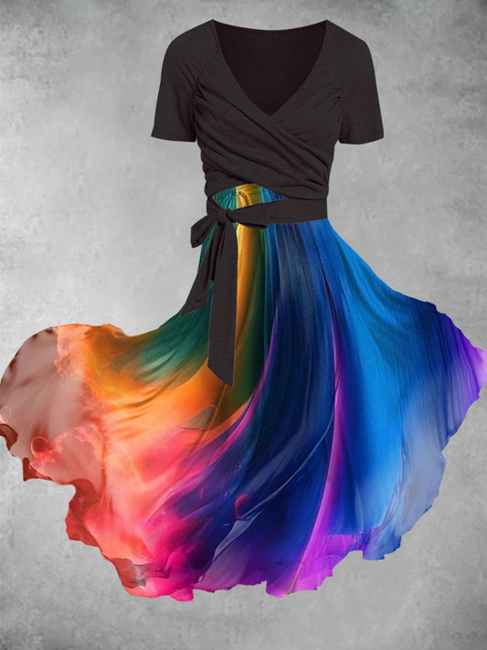 Women's Art Print Two-Piece Dress