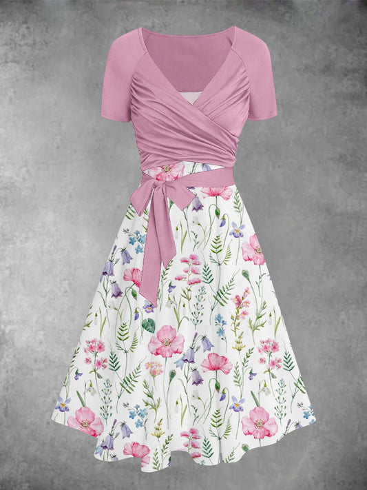 Women's Floral Art Print Two Piece Dress