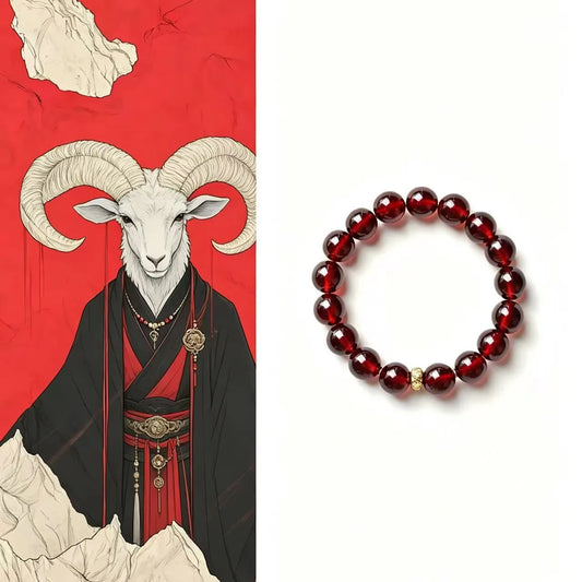 Aries Zodiac Crystal Bracelet – Garnet Beaded Bracelet for Courage, Energy & Success