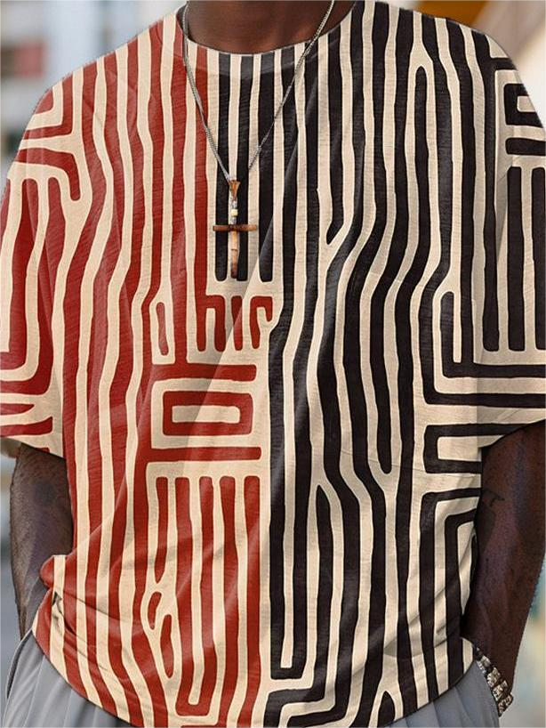 Men's Vintage African Tribal Geometric Art Print T-Shirt