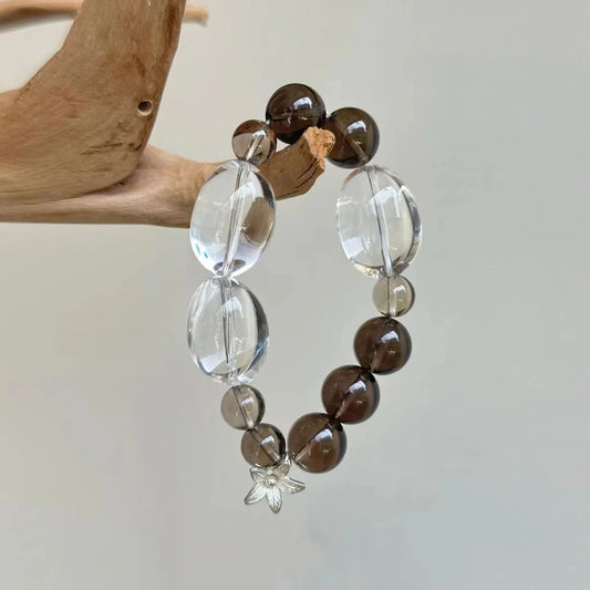 Smoky Quartz & Clear Quartz Crystal Bracelet – Healing Crystal for Grounding, Clarity & Energy Protection