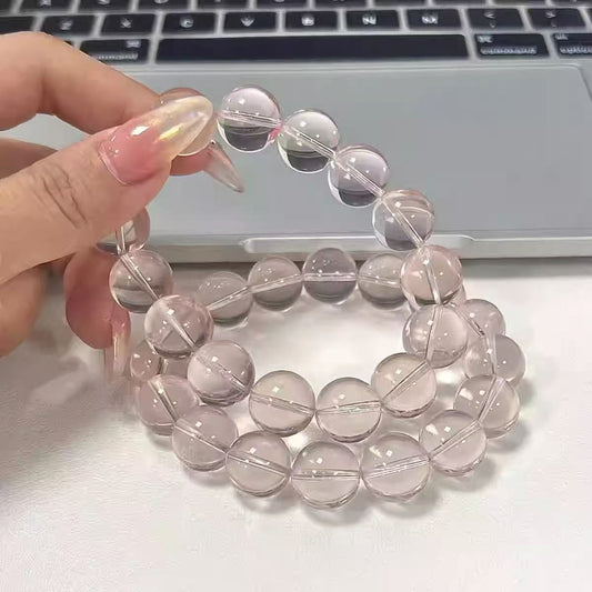 Mozambique Natural Crystal Pink Bracelet - Heart Chakra Crystal for Love Attraction