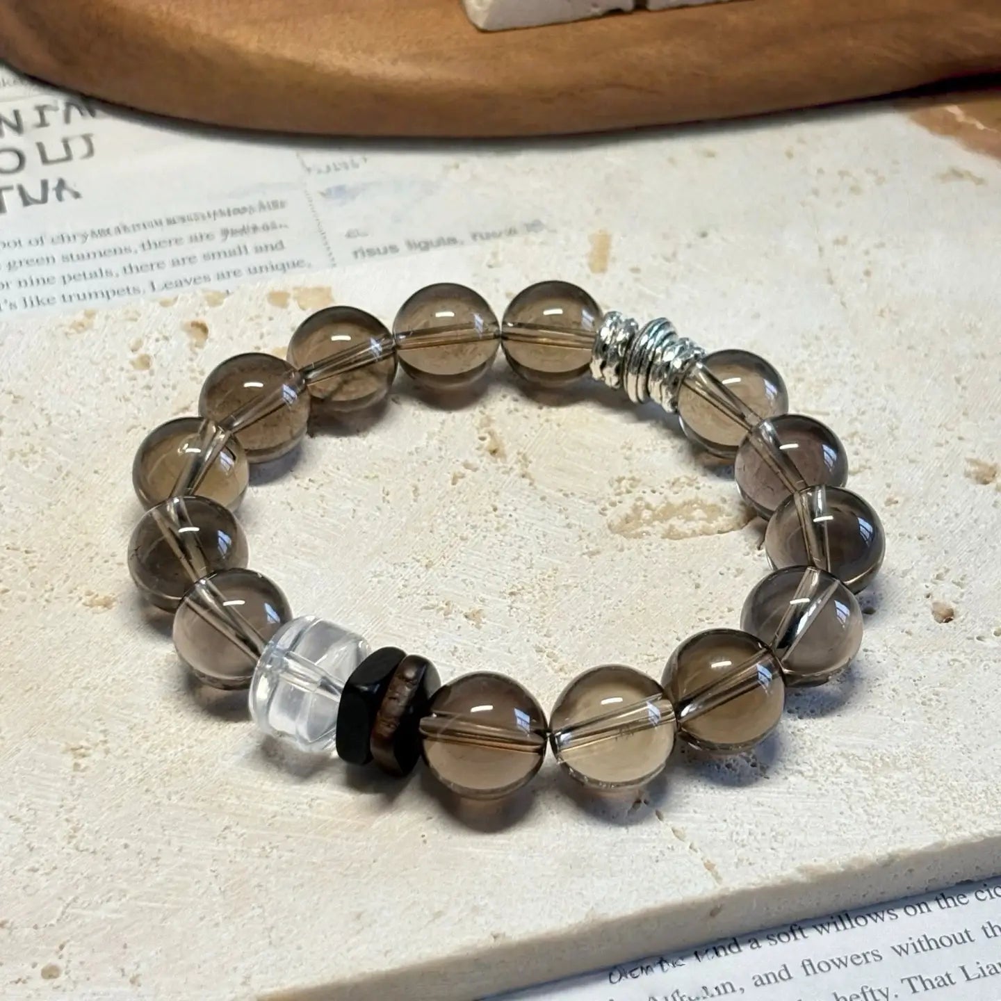 Smoky Quartz Bead Bracelet for Anxiety Relief & Energy Protection