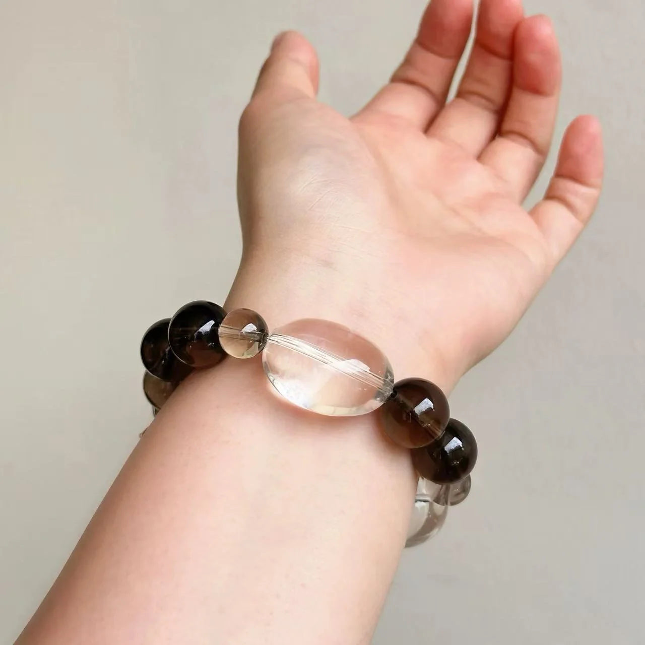 Smoky Quartz & Clear Quartz Crystal Bracelet – Healing Crystal for Grounding, Clarity & Energy Protection