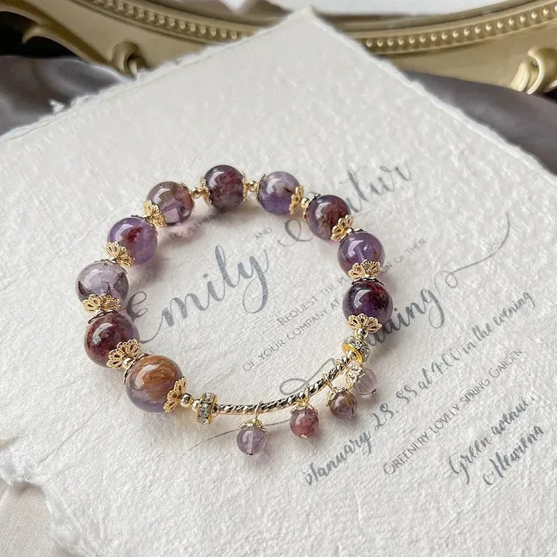Vintage Amethyst Beaded Bracelet for Mental Clarity & Inner Wisdom