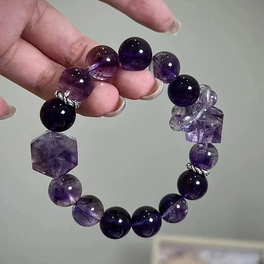Women Amethyst Beads Bracelet for Anxiety Relief & Wisdom
