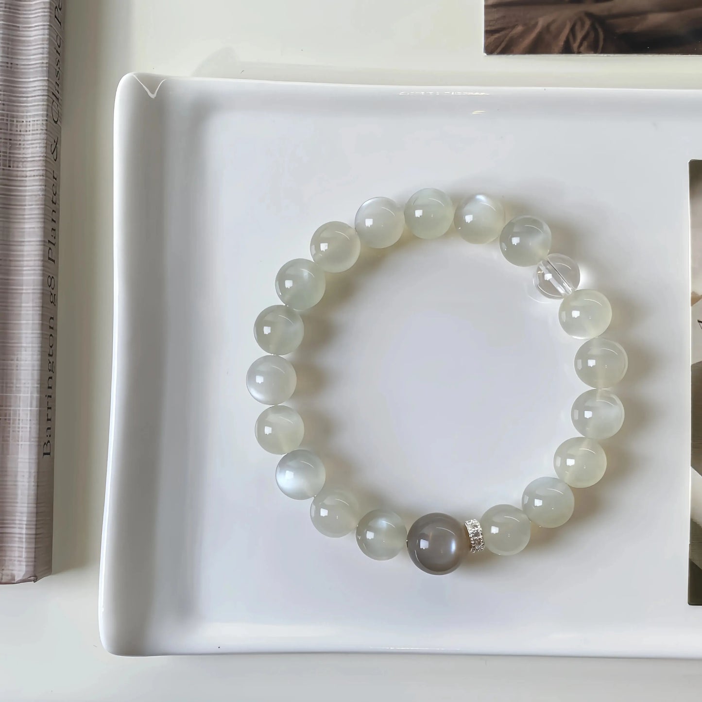 Moonstone Bead Bracelet for Emotional Healing & Women Energy