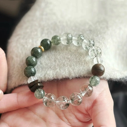 Green Phantom Bracelet – Natural Crystal Jewelry for Focus, Growth & Stability