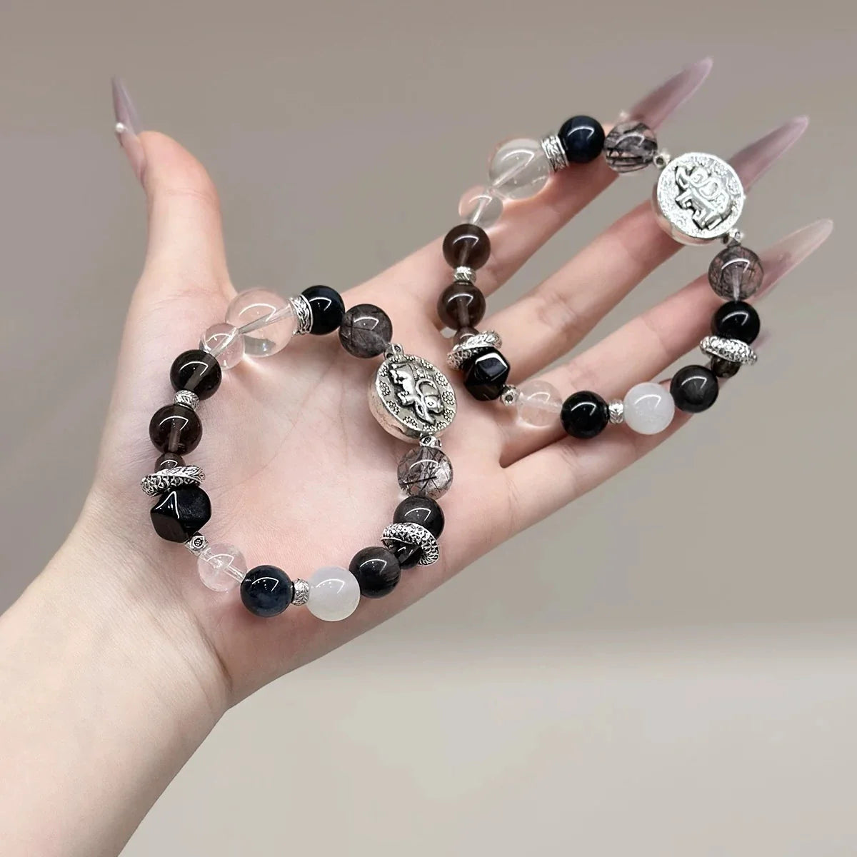 Original Black Obsidian Bracelet with Elephant Charm – Protection, Grounding & Wealth Energy