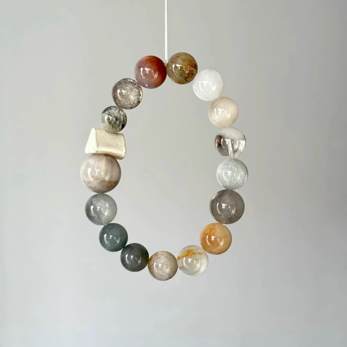 Natural Multicolor Rutilated Quartz & Phantom Crystal Bracelet – Healing Energy for Abundance, Opportunity & Balance