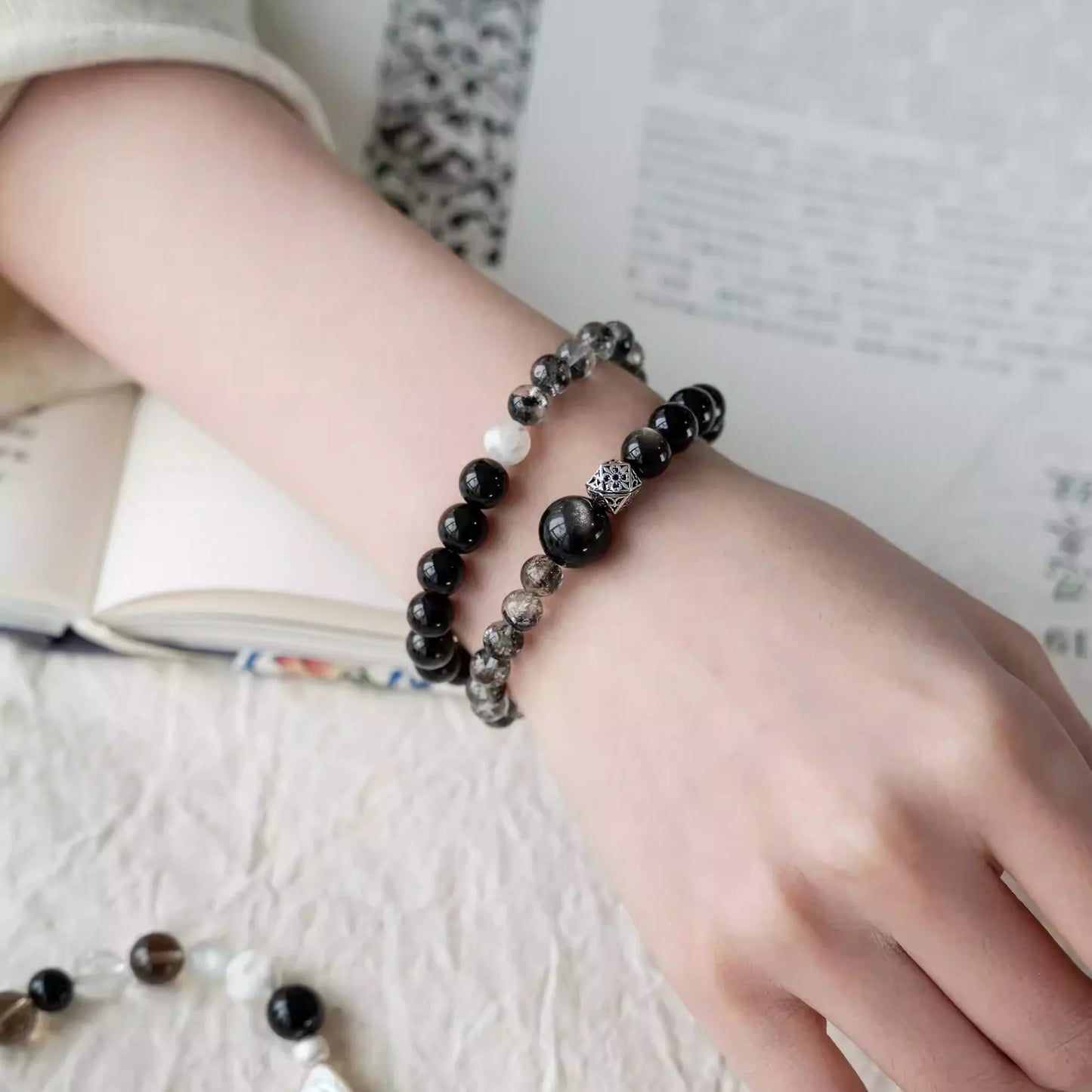 Silver Obsidian Bracelet – Double Wrap for Protection, Grounding & Energetic Strength