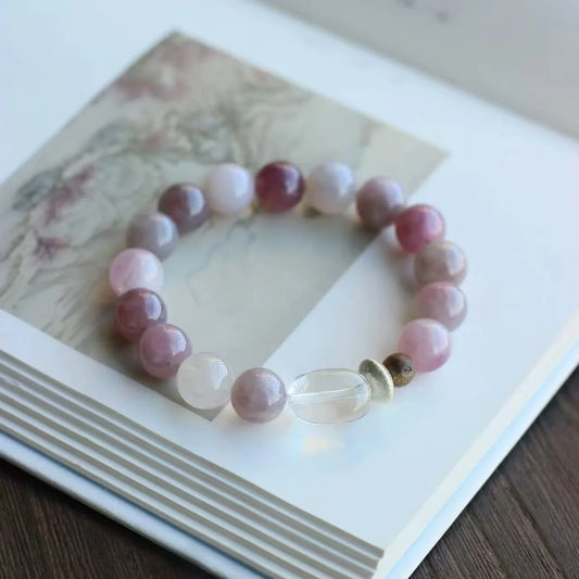 Rose Quartz Healing Crystal Bracelet with Clear Quartz – Love Crystal for Emotional Healing
