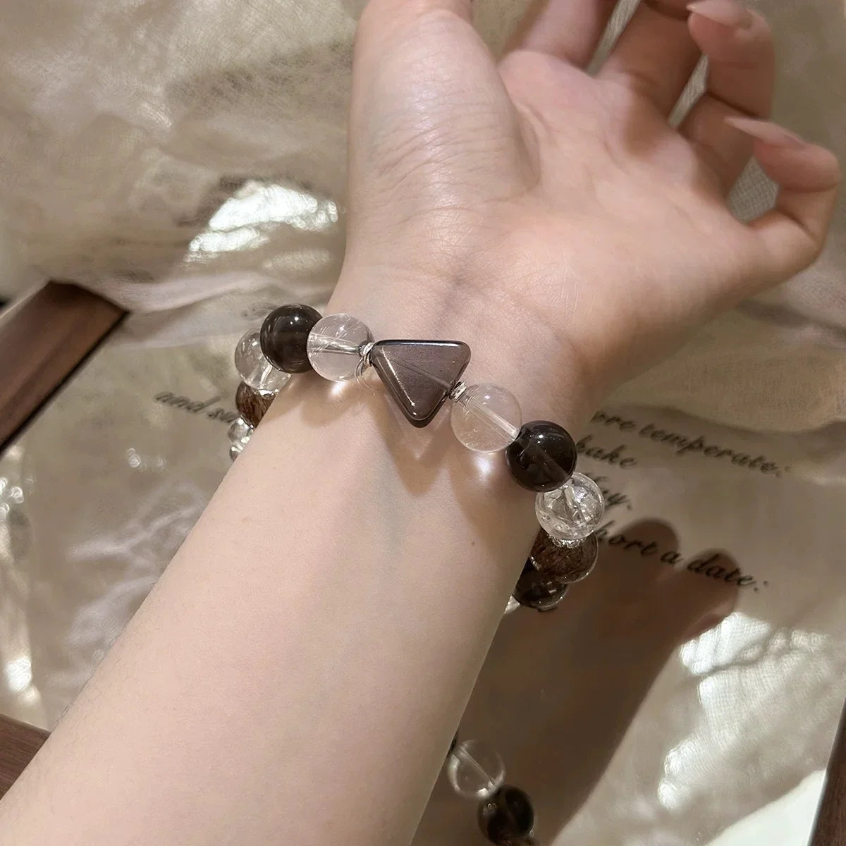 Smoky Quartz Bracelet with Clear Quartz  for Grounding & Purification